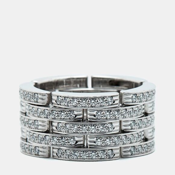 Cartier Maillon Panthere Diamonds 18K White Gold Ring 52 - Picture 2 of 7